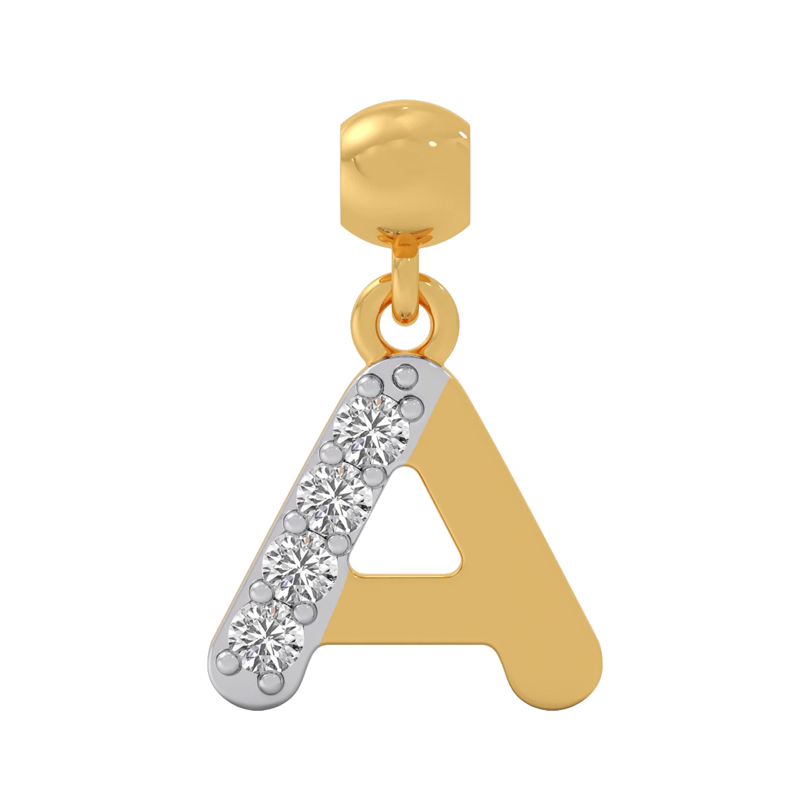 A Alphabet Diamond Charm - 14KT Yellow Gold