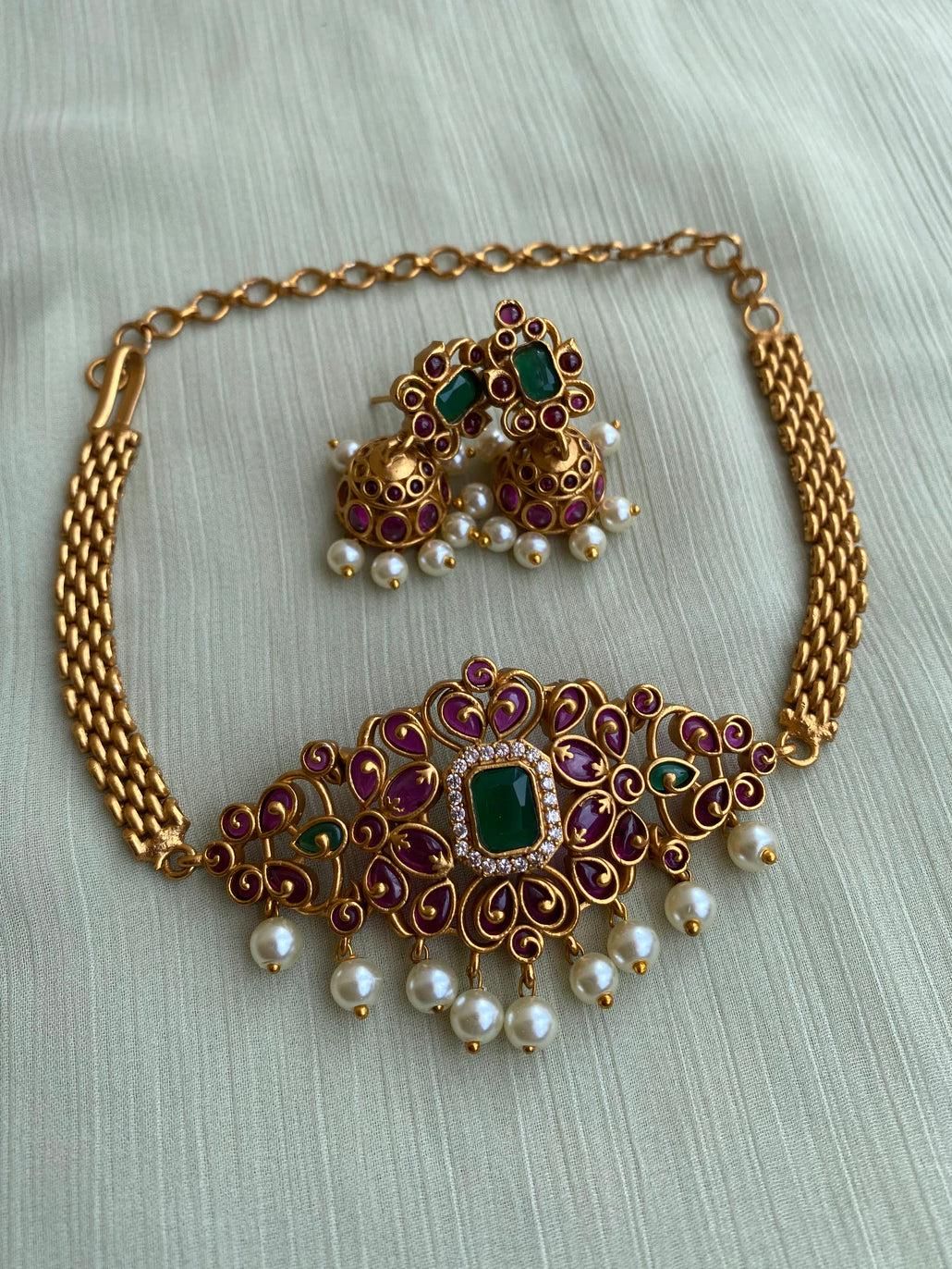 Emerald Gemstone Statement Choker — view 2