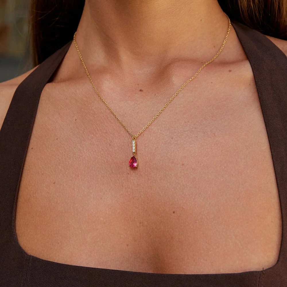 Solitaire Sapphire Drop Pendant — view 2