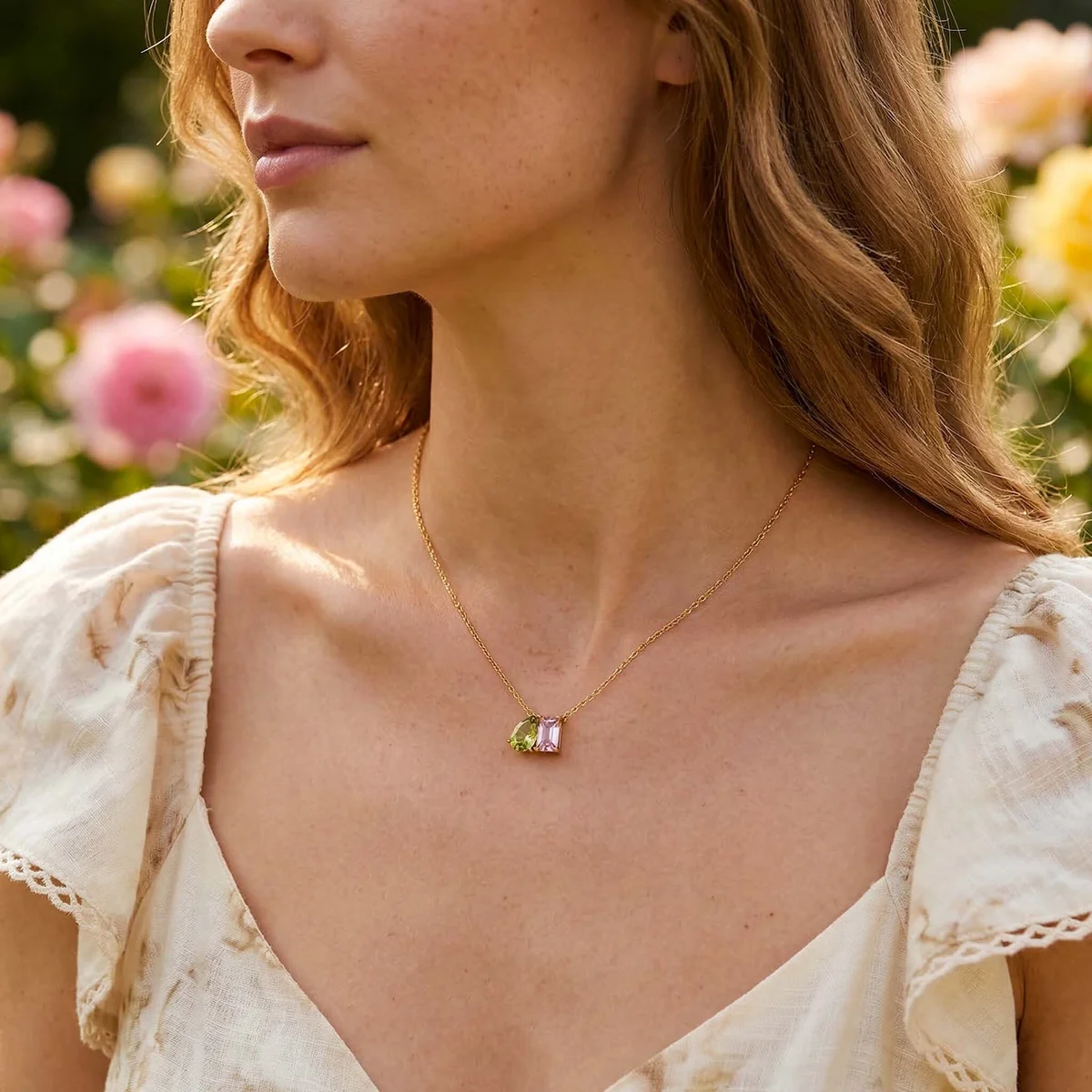 Tia Multi Gem Stone Necklace — view 3
