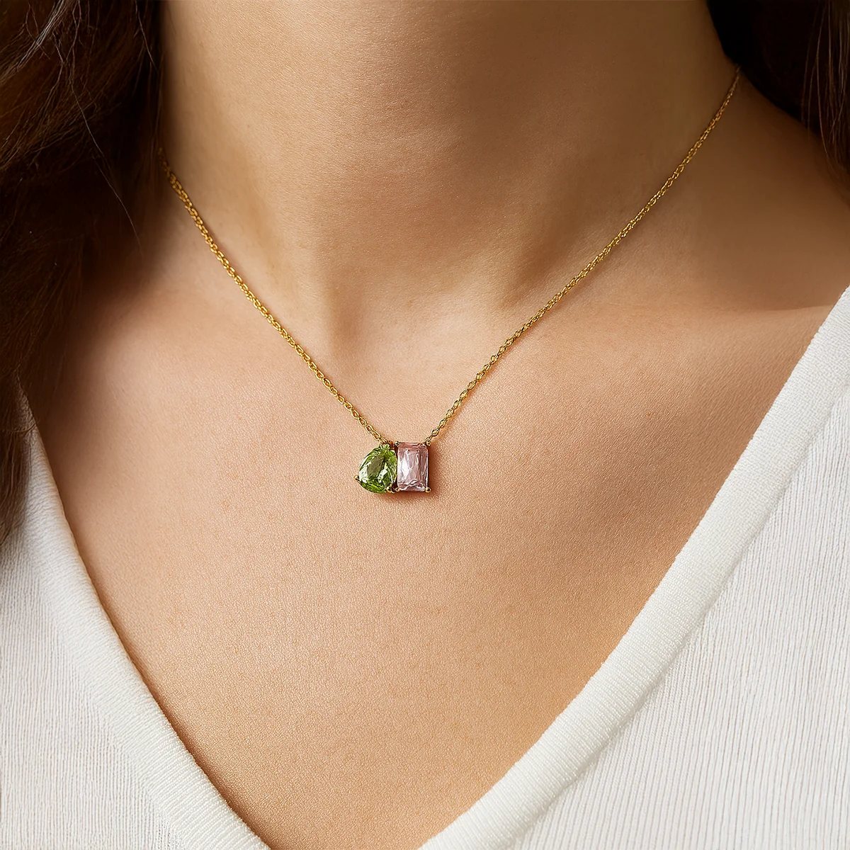 Tia Multi Gem Stone Necklace — view 4