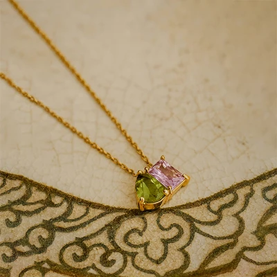 Tia Multi Gem Stone Necklace — view 6