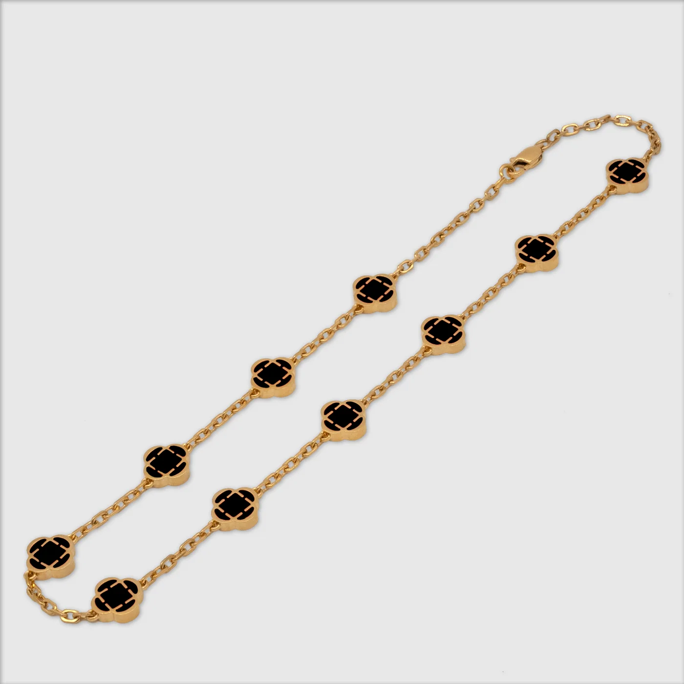 Onyx Clover Stone Necklace