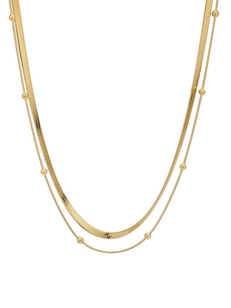 Gold Plated Snake & Delicate Sphere Layered Necklace — view 2