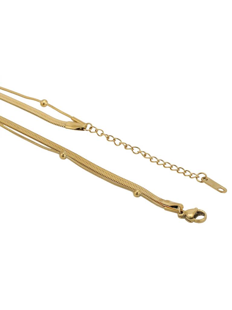 Gold Plated Snake & Delicate Sphere Layered Necklace — view 4