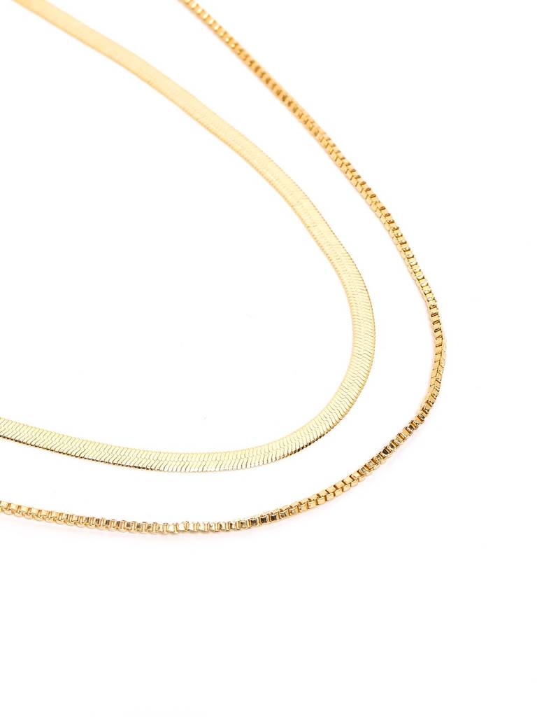 Gold Plated Layered Snake Necklace — view 3