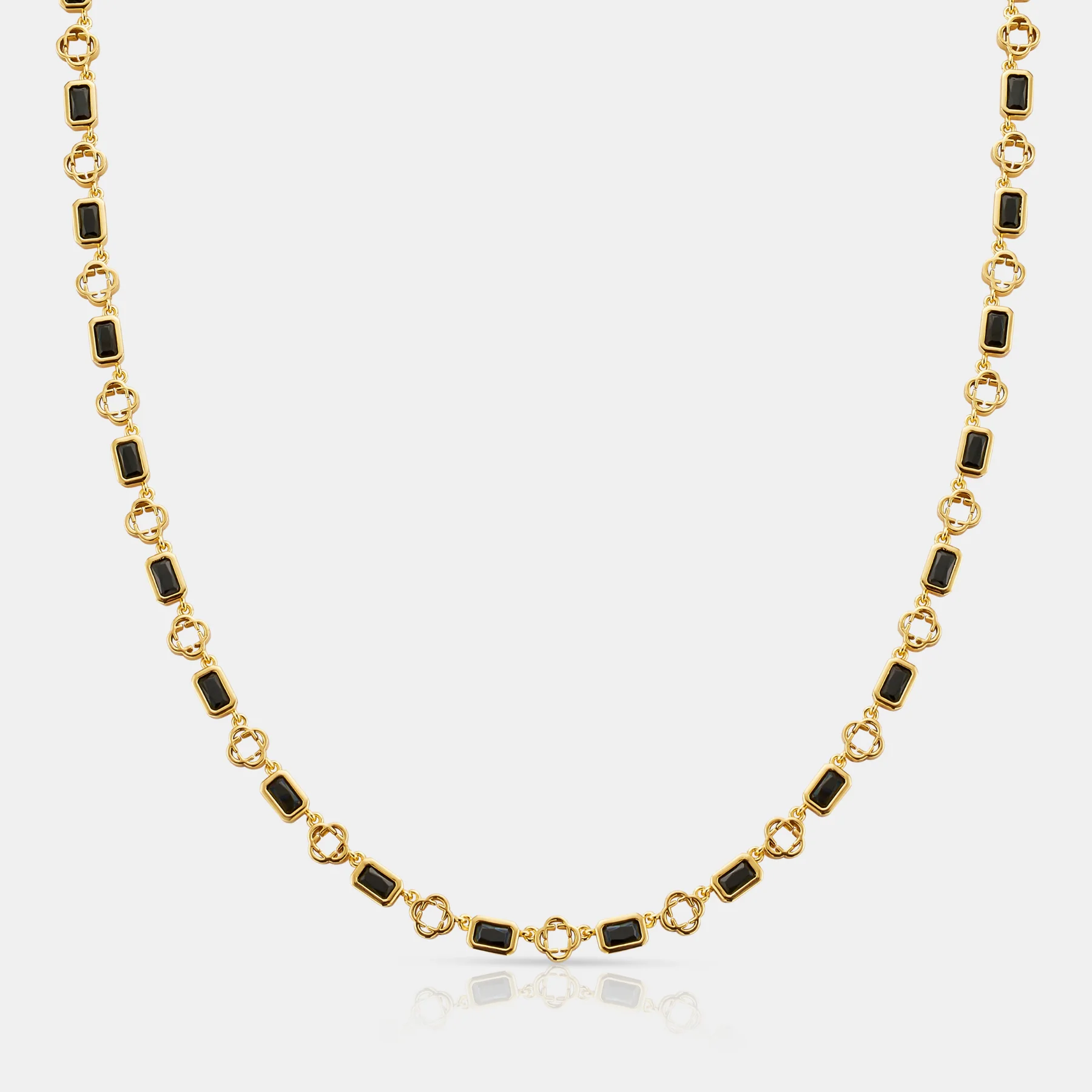 Onyx Gemstone Clover Necklace