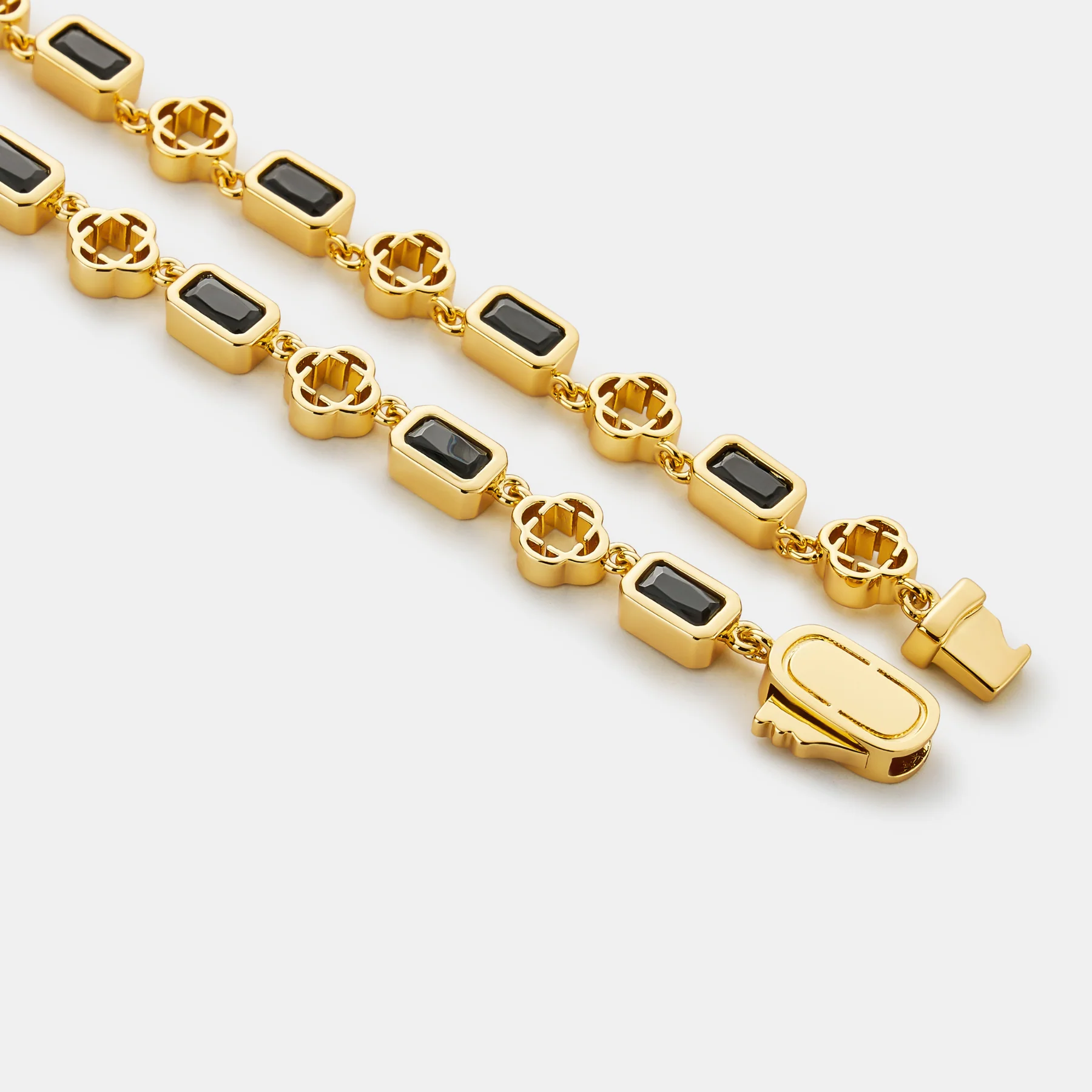 Onyx Gemstone Clover Necklace — view 2