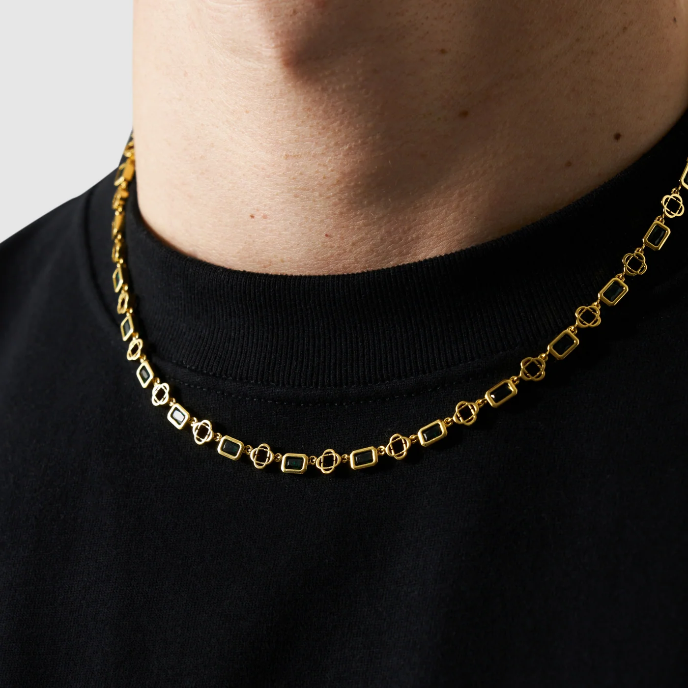 Onyx Gemstone Clover Necklace — view 3