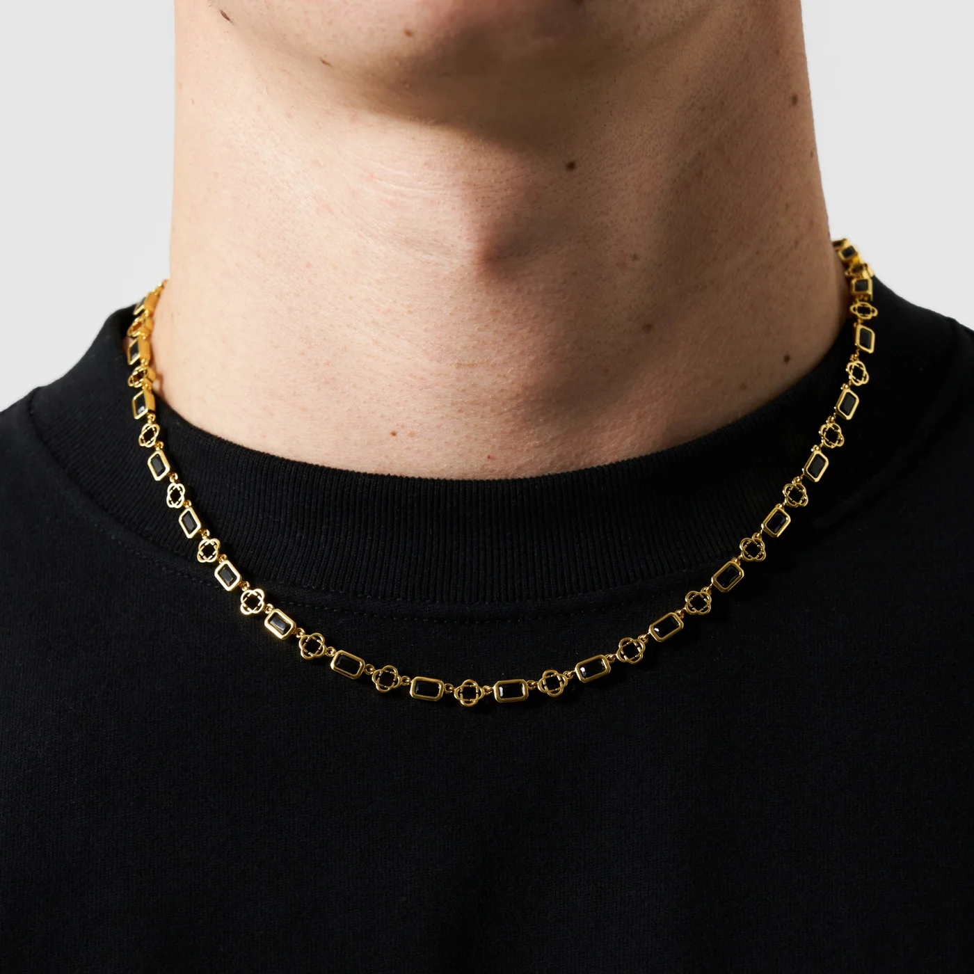 Onyx Gemstone Clover Necklace — view 4