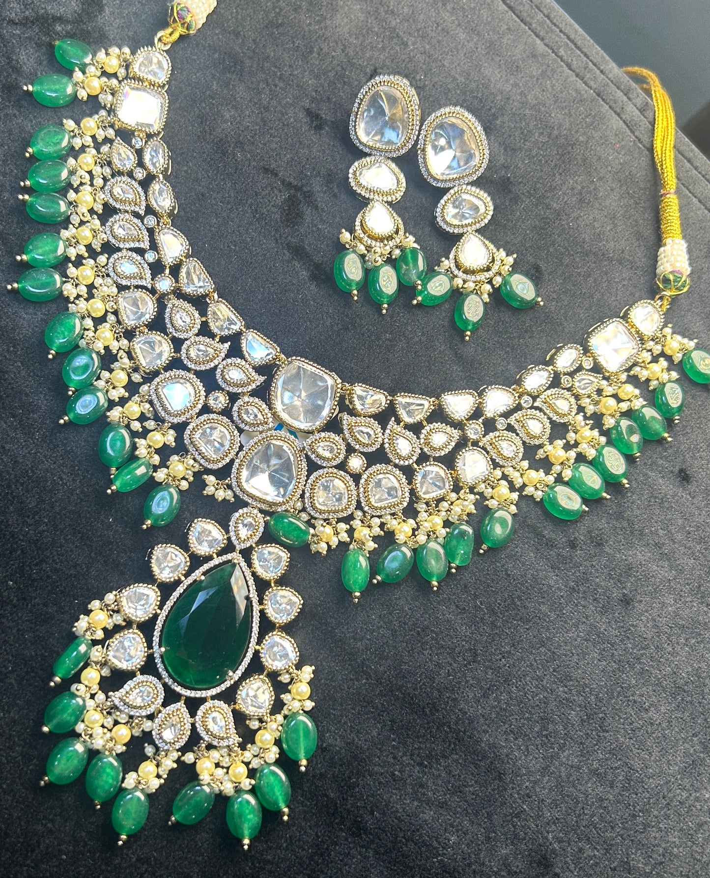 Emerald Kundan Bridal Set
