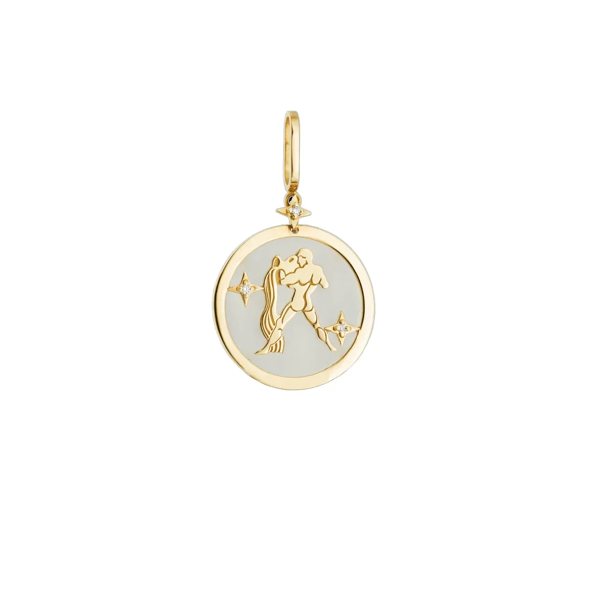 Aquarius Zodiac Gold Pendant