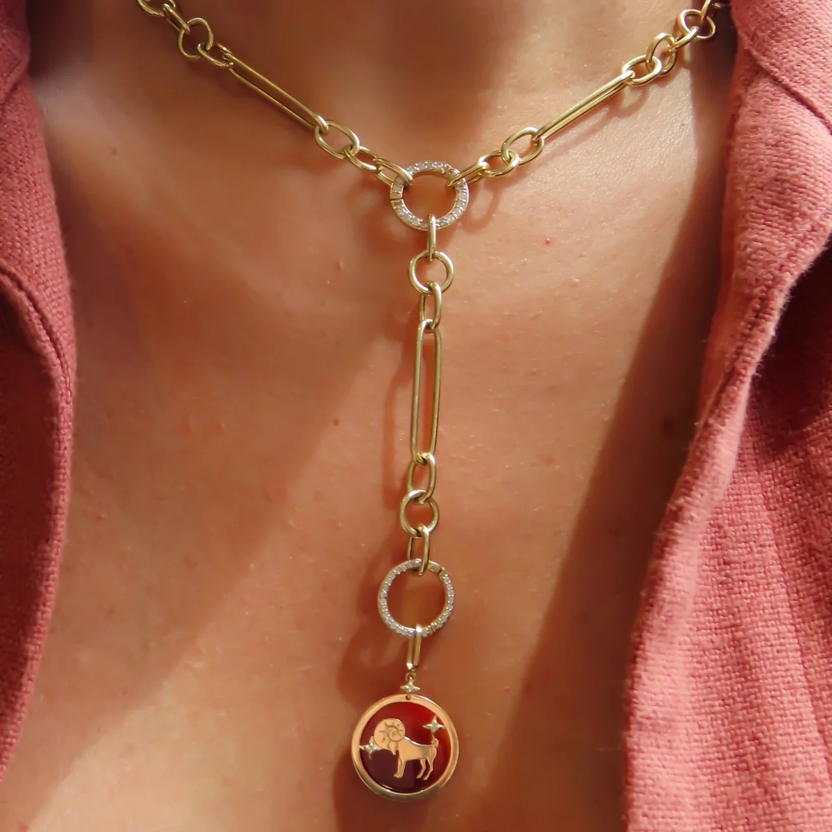 Aquarius Zodiac Gold Pendant — view 3