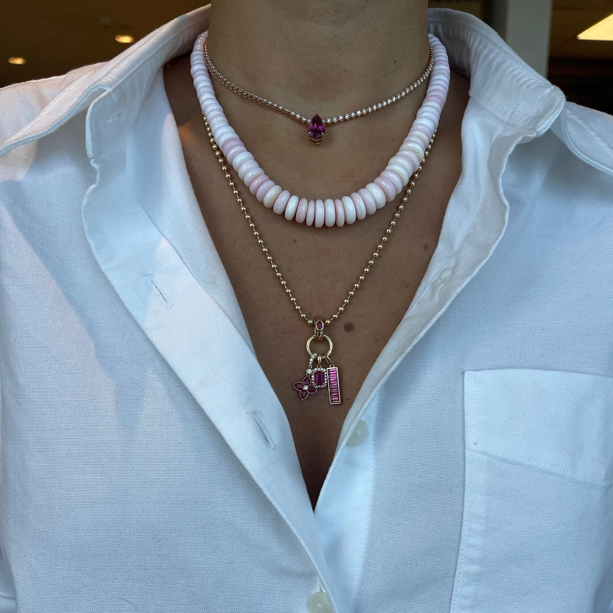 Regal Ruby Cluster Pendant — view 4