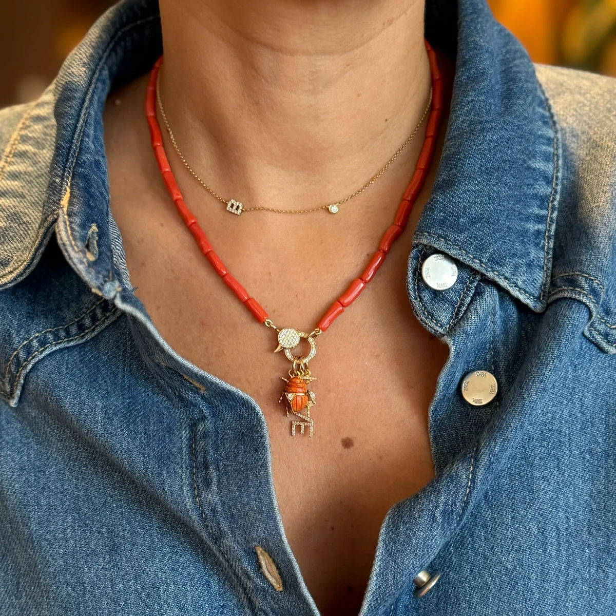 Yellow Gold Beetle Pendant — view 4