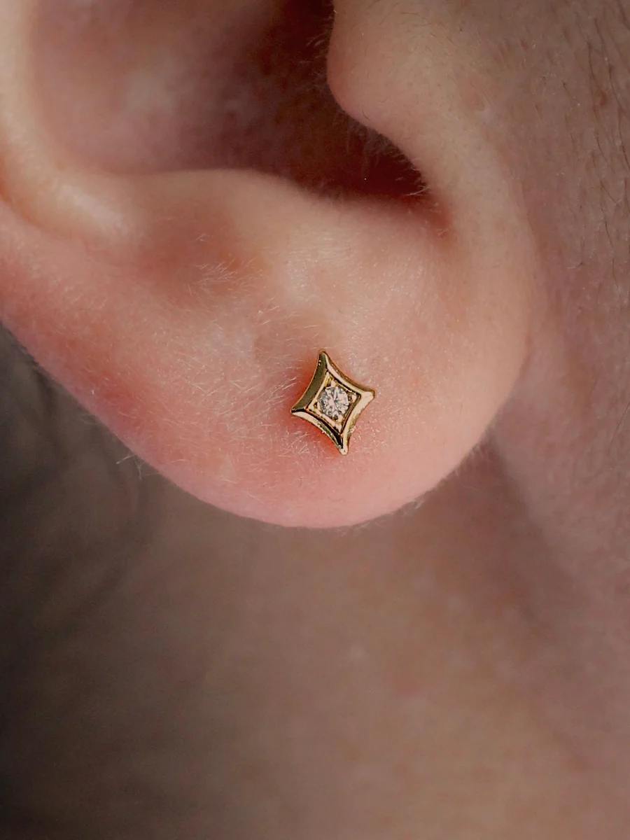 Simple Gold Stud Earrings — view 2