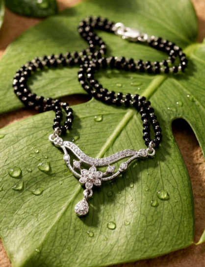 Layered Black Bead Mangalsutra — view 3