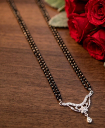 Layered Black Bead Mangalsutra — view 5