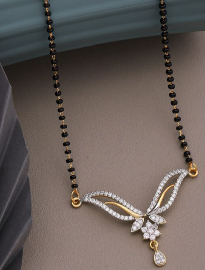 Layered Black Bead Mangalsutra — view 6