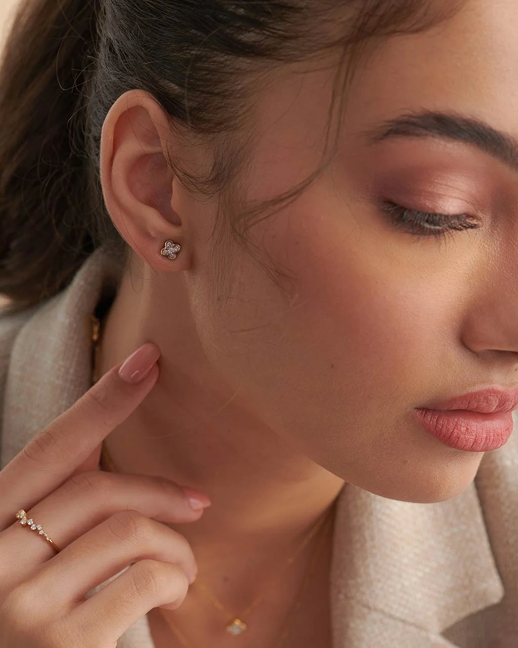 Polished Drop Stud Earrings — view 4