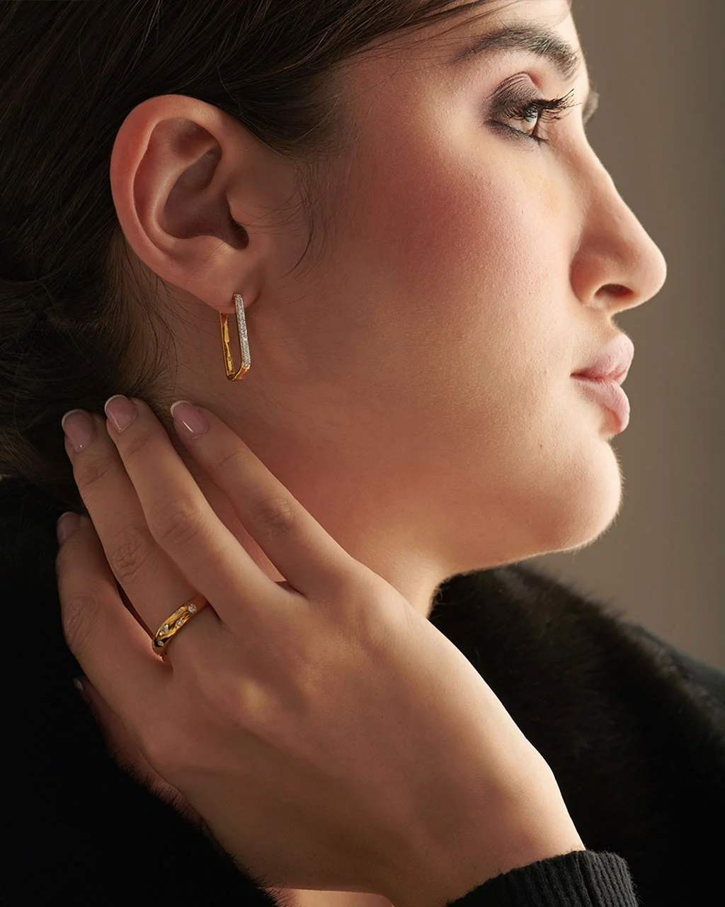Medium Diamond Hoops — view 5