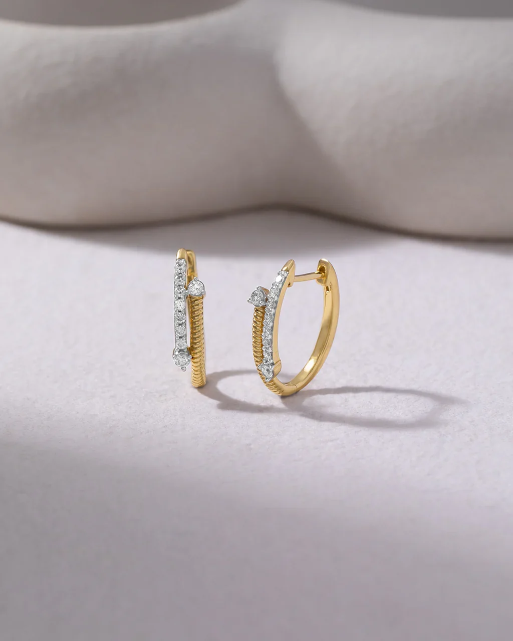 Pave Diamond Hoop Earrings — view 2