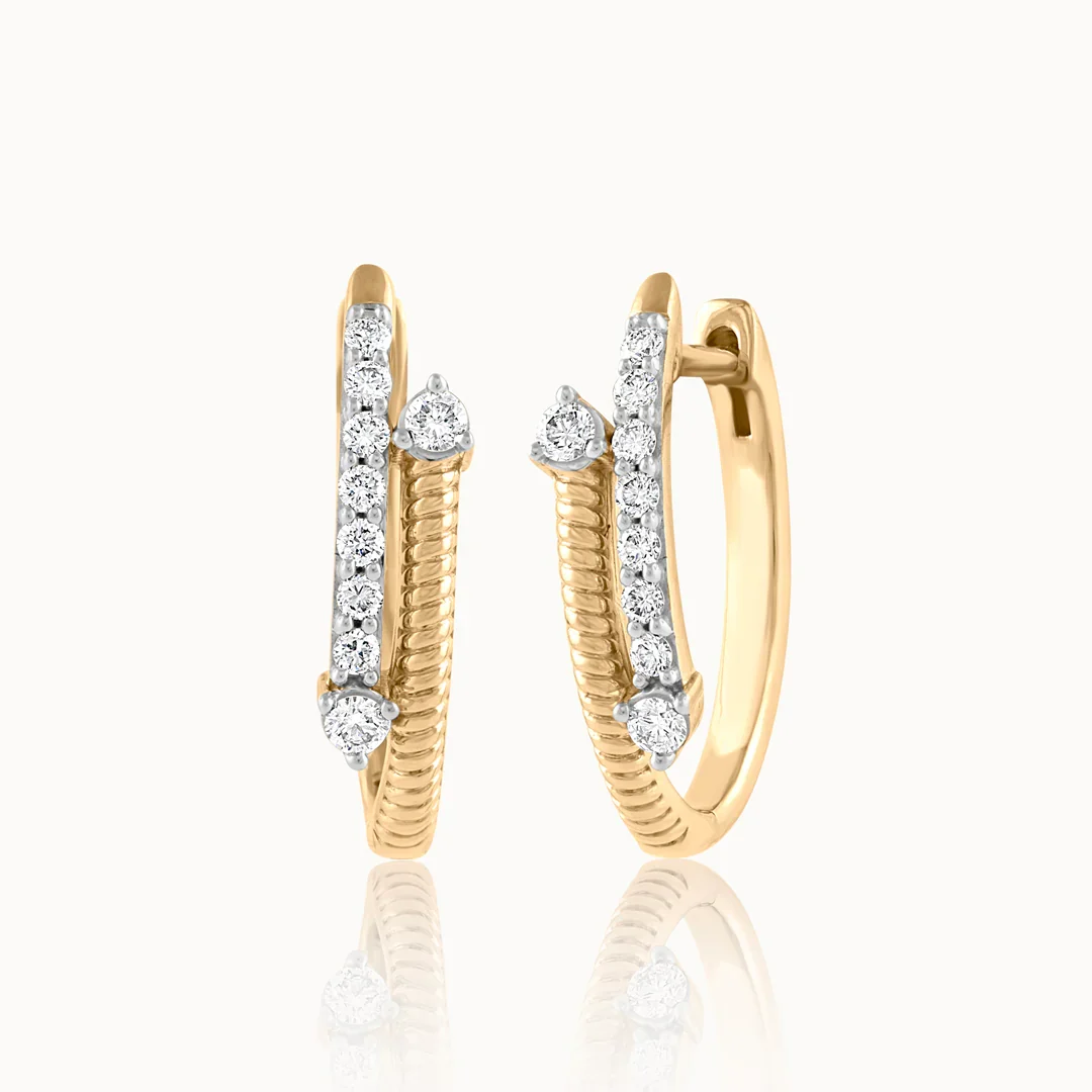 Pave Diamond Hoop Earrings — view 3