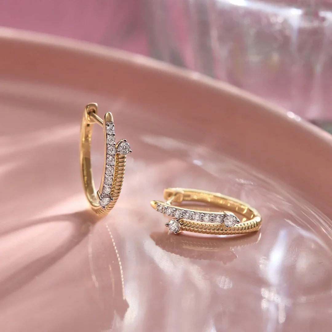 Pave Diamond Hoop Earrings