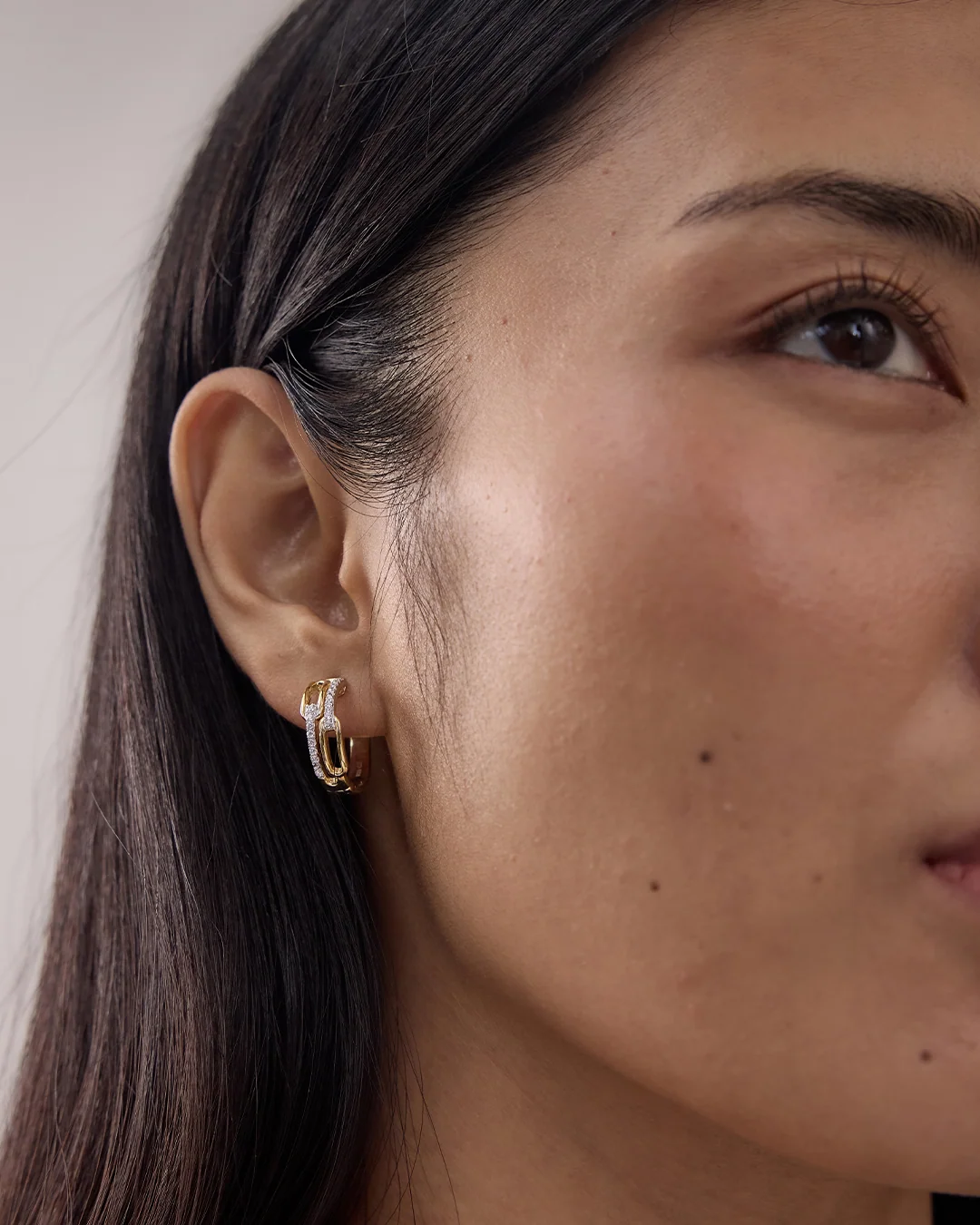 Slim Diamond Hoop Earrings — view 3