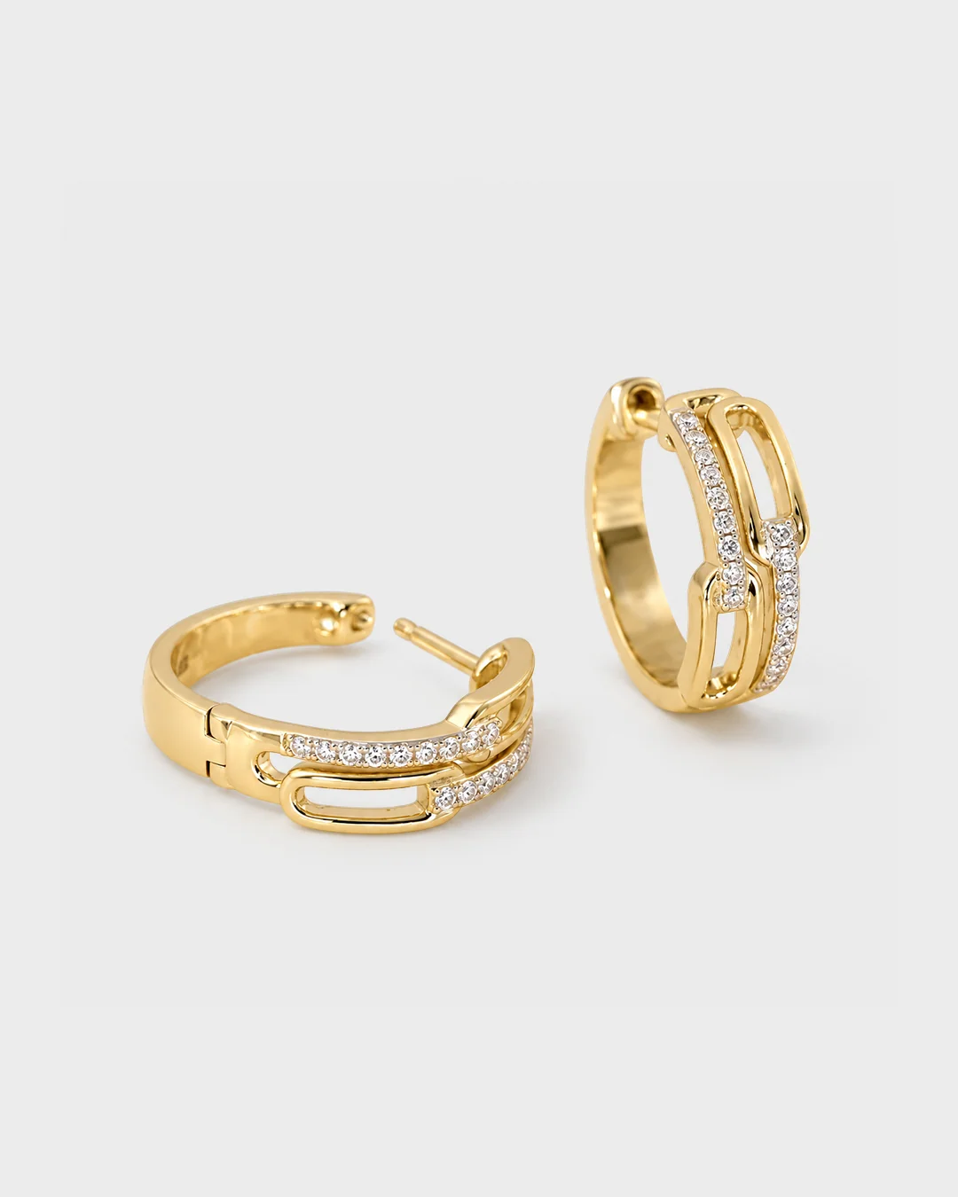 Slim Diamond Hoop Earrings — view 2