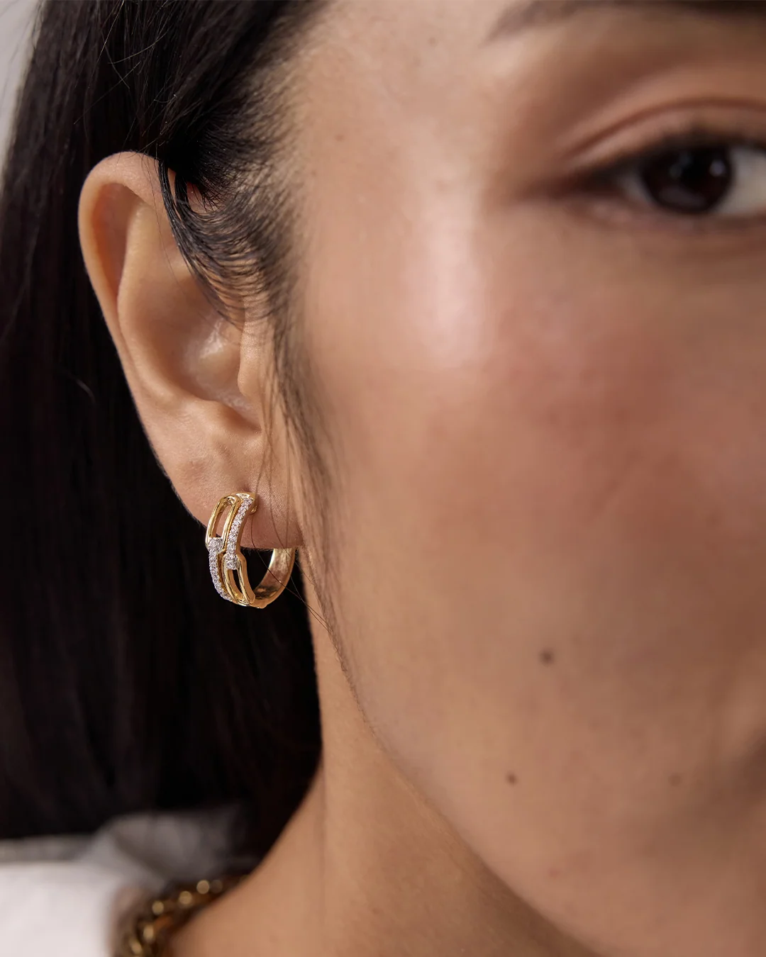 Slim Diamond Hoop Earrings — view 4