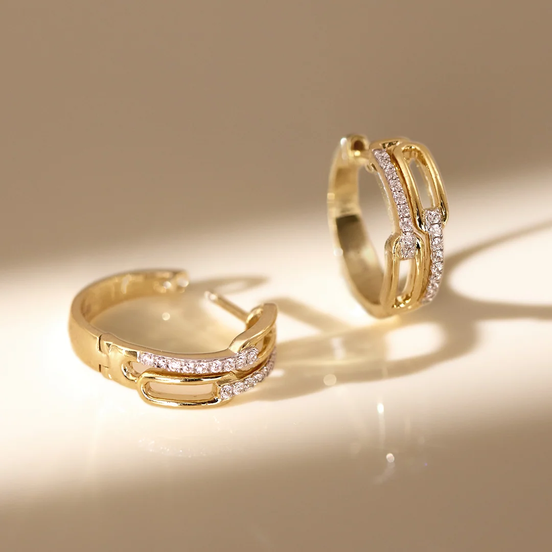 Slim Diamond Hoop Earrings
