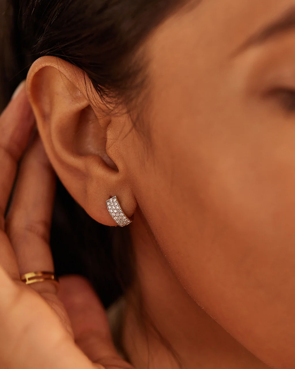 Bold Statement Diamond Hoops — view 5