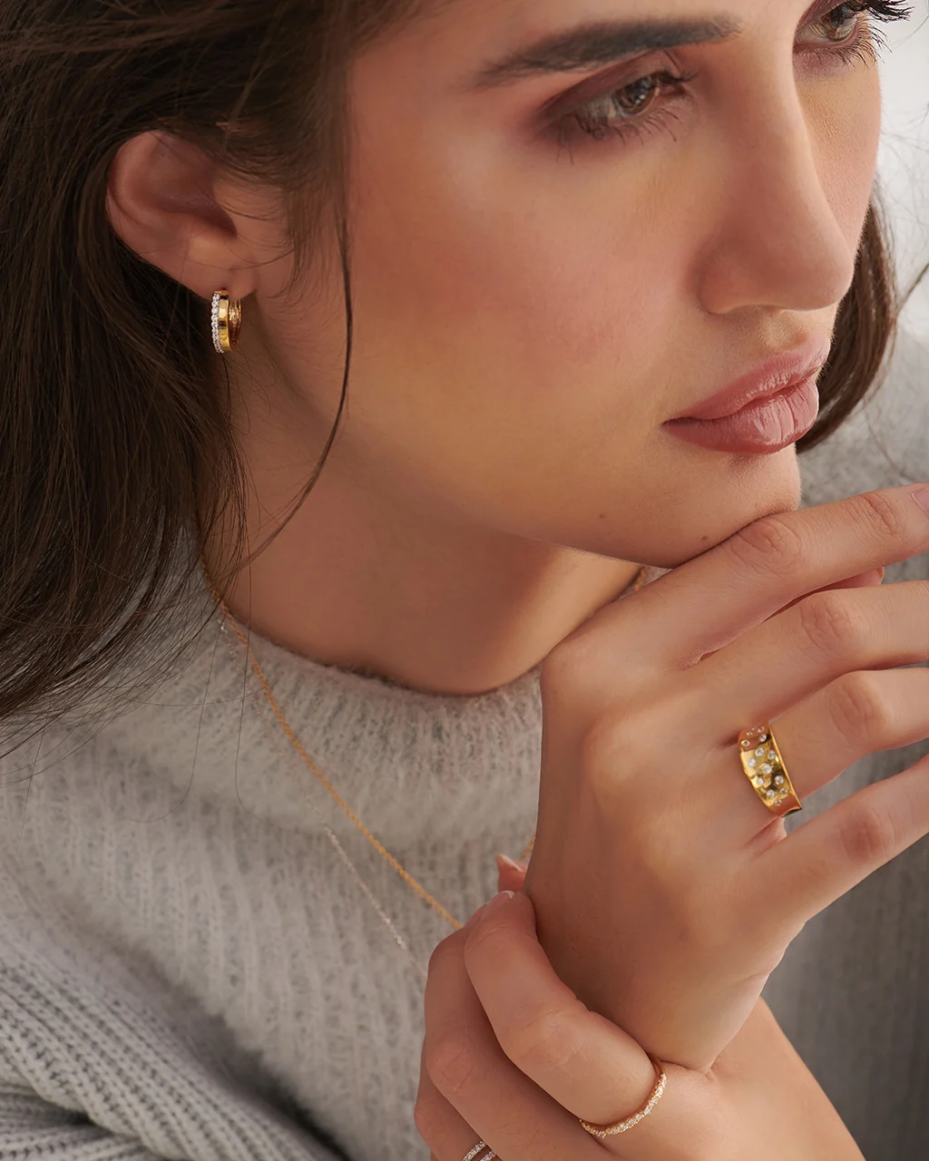 Twisted Diamond Hoop Earrings — view 5