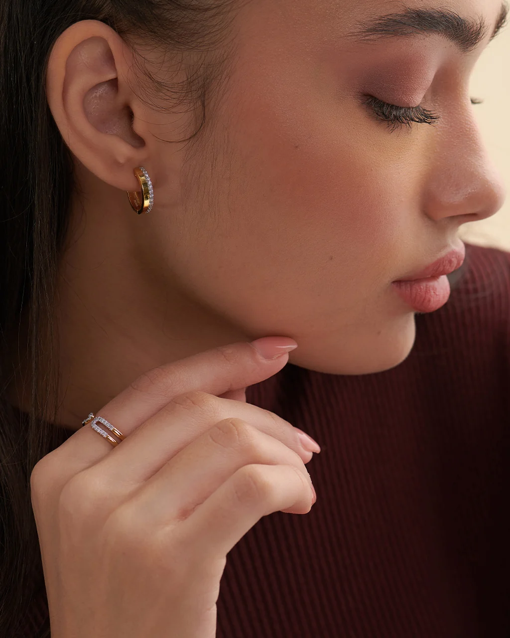 Twisted Diamond Hoop Earrings — view 7