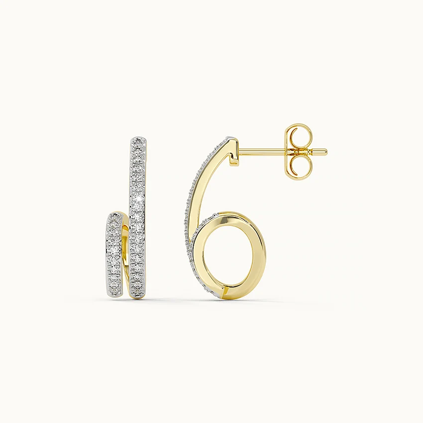 Coiled Diamond Hoop Earrings — view 3