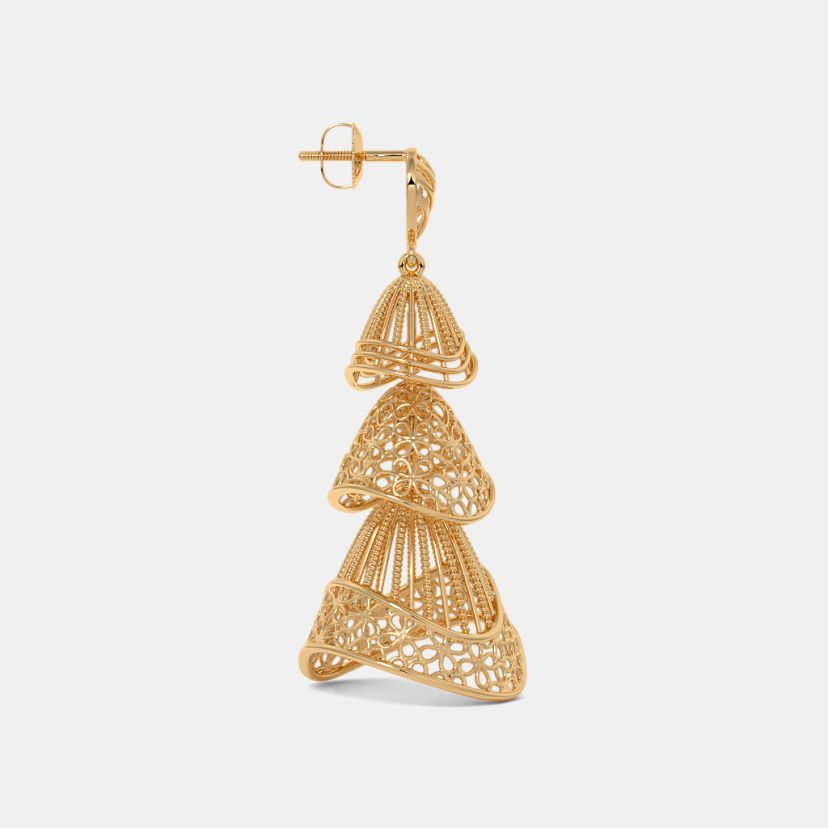 Filigree Gold Jhumkas — view 4