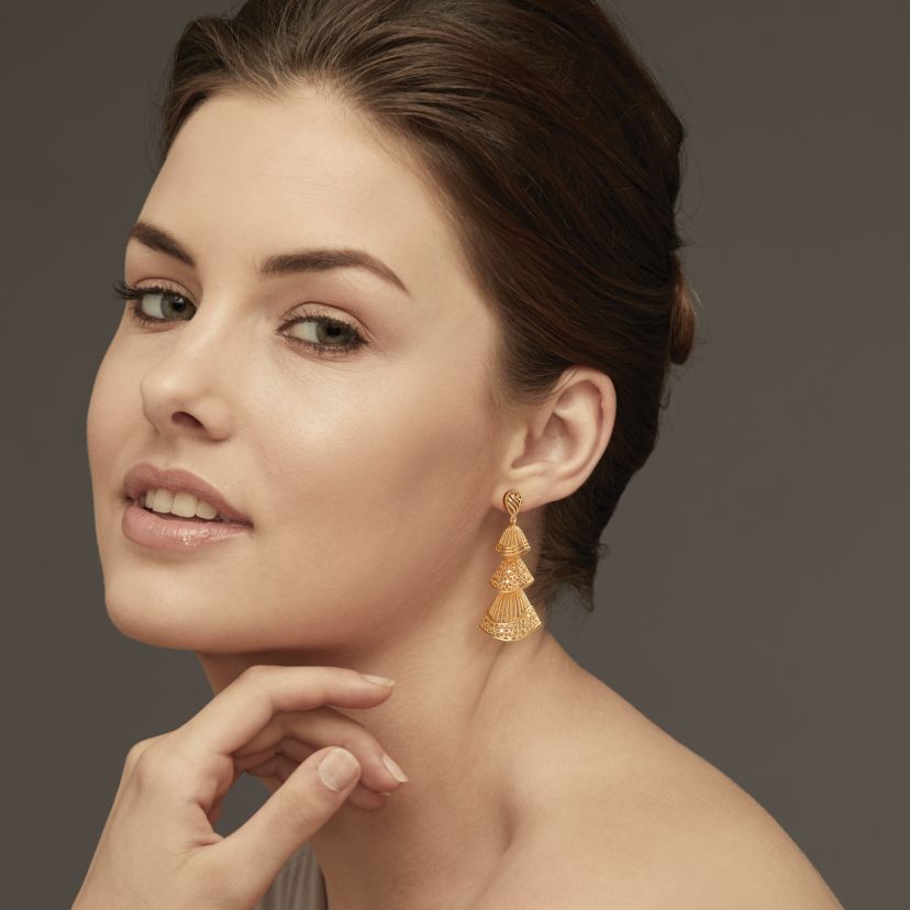 Filigree Gold Jhumkas — view 5