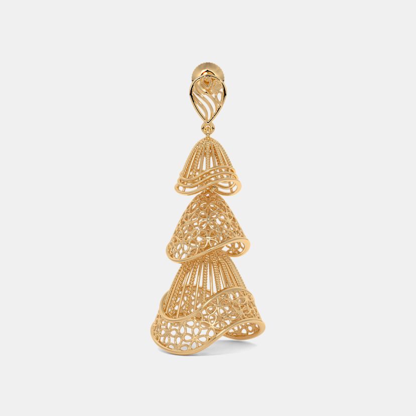 Filigree Gold Jhumkas — view 2