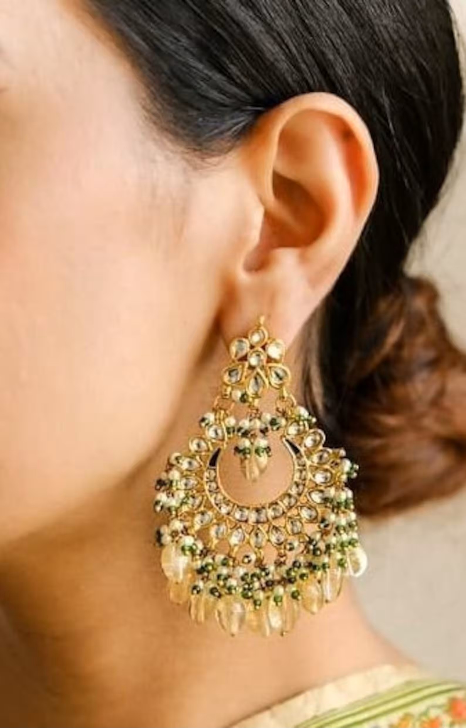 Kundan Studded Chandbalis — view 2