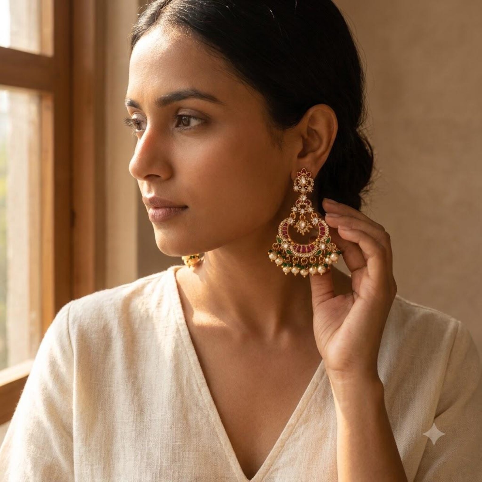 Meenakari Chandbali Earrings — view 4