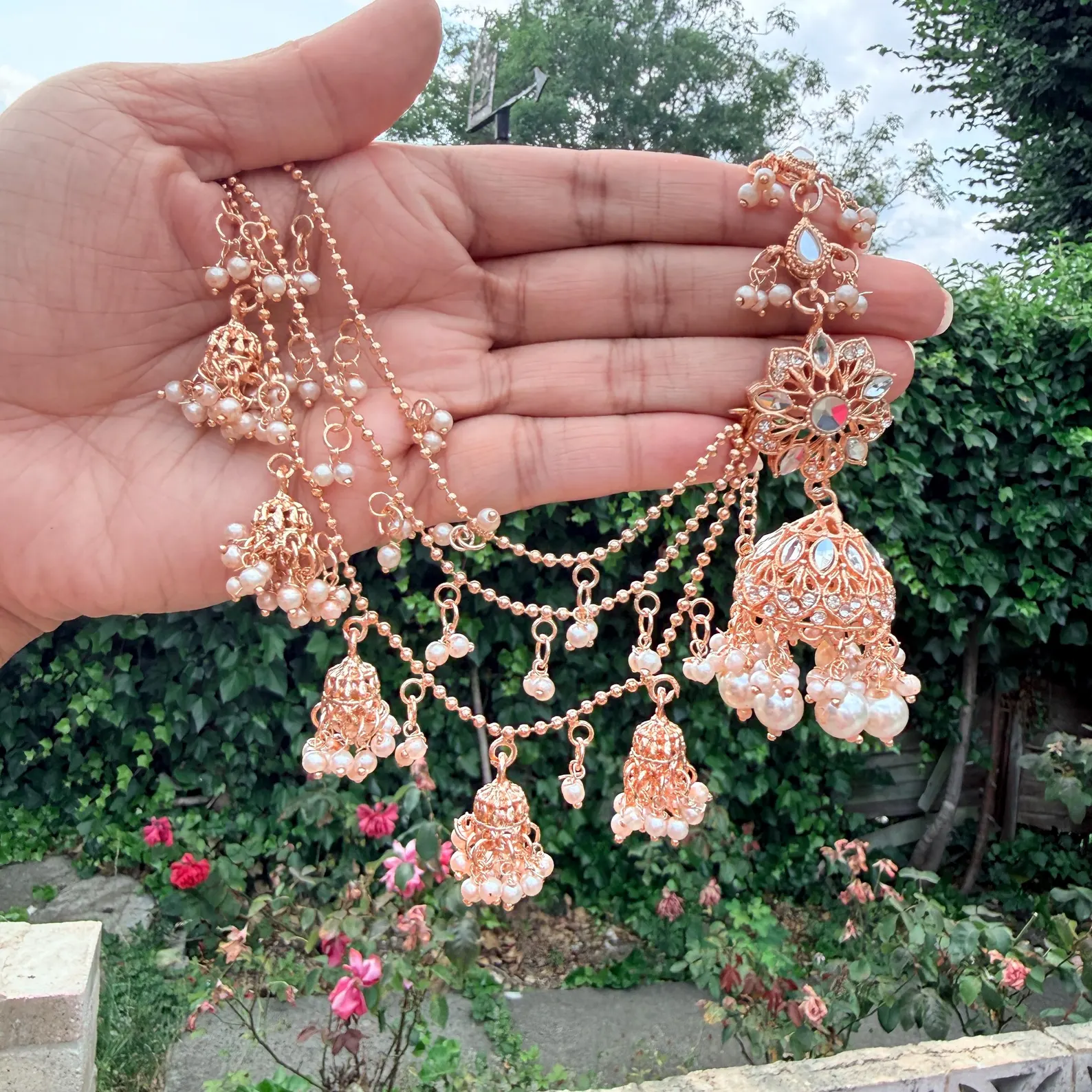 Layered Gold Chandbalis — view 2