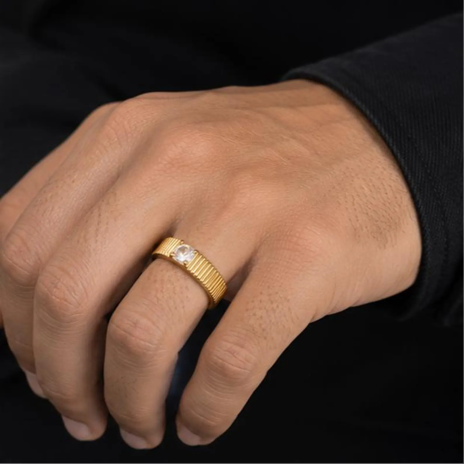 Onyx Accent Men's Ring — view 9