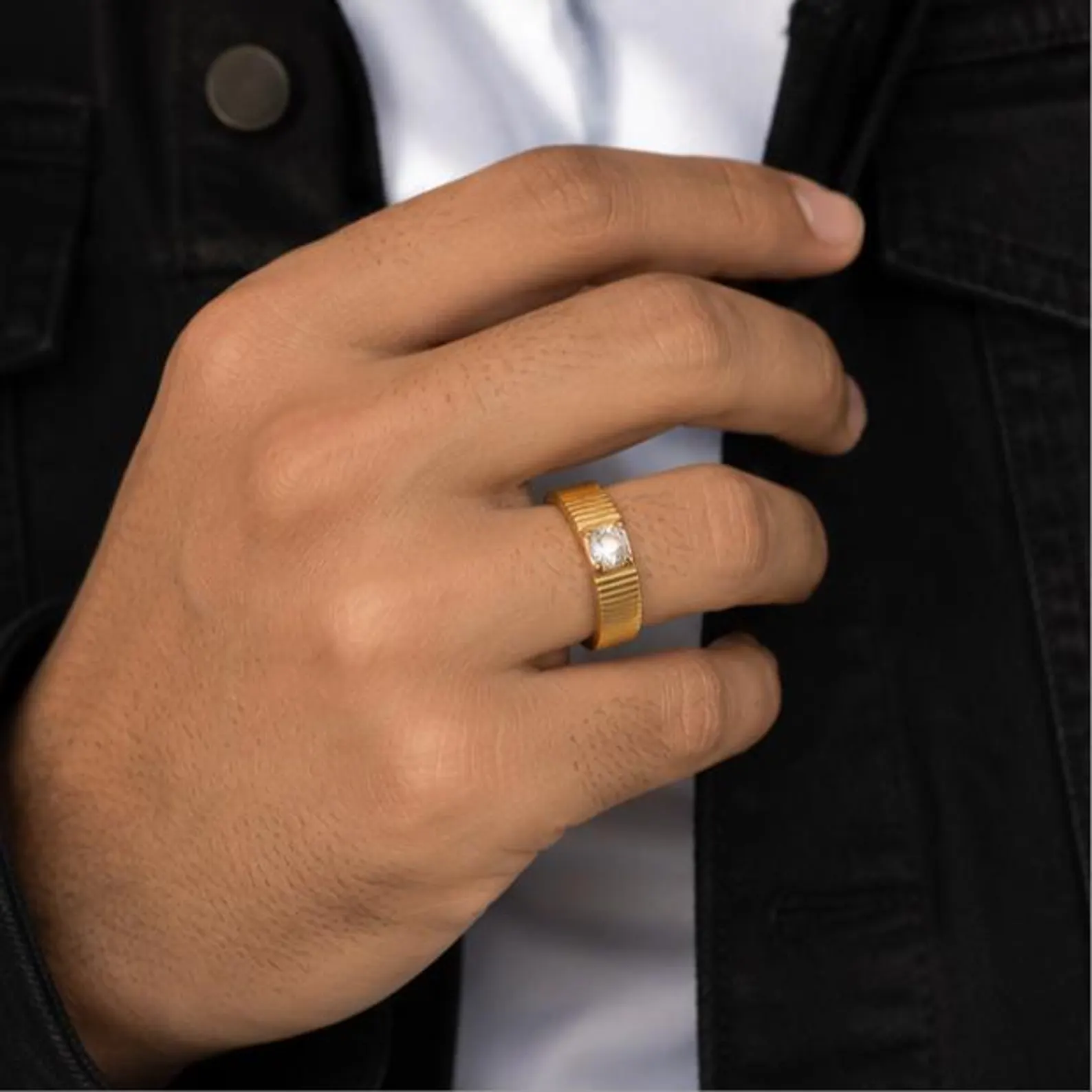 Onyx Accent Men's Ring — view 8