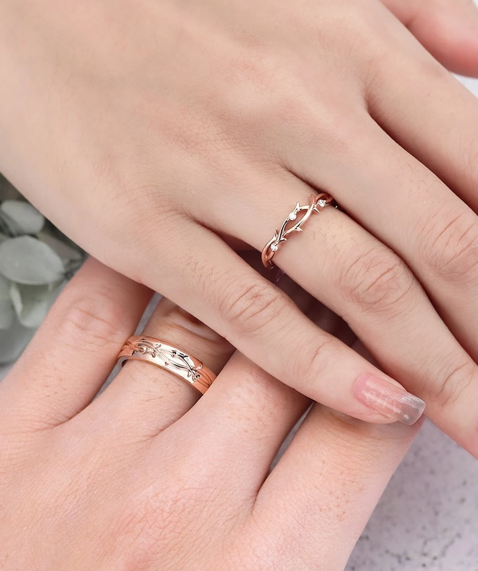 Rose Gold Wedding Band Set — view 6