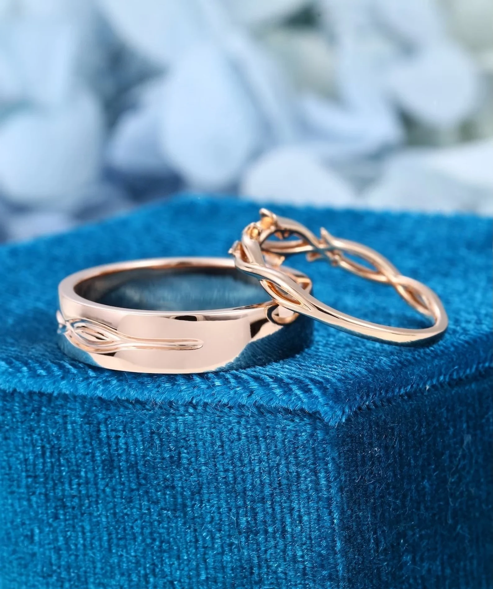 Rose Gold Wedding Band Set — view 4