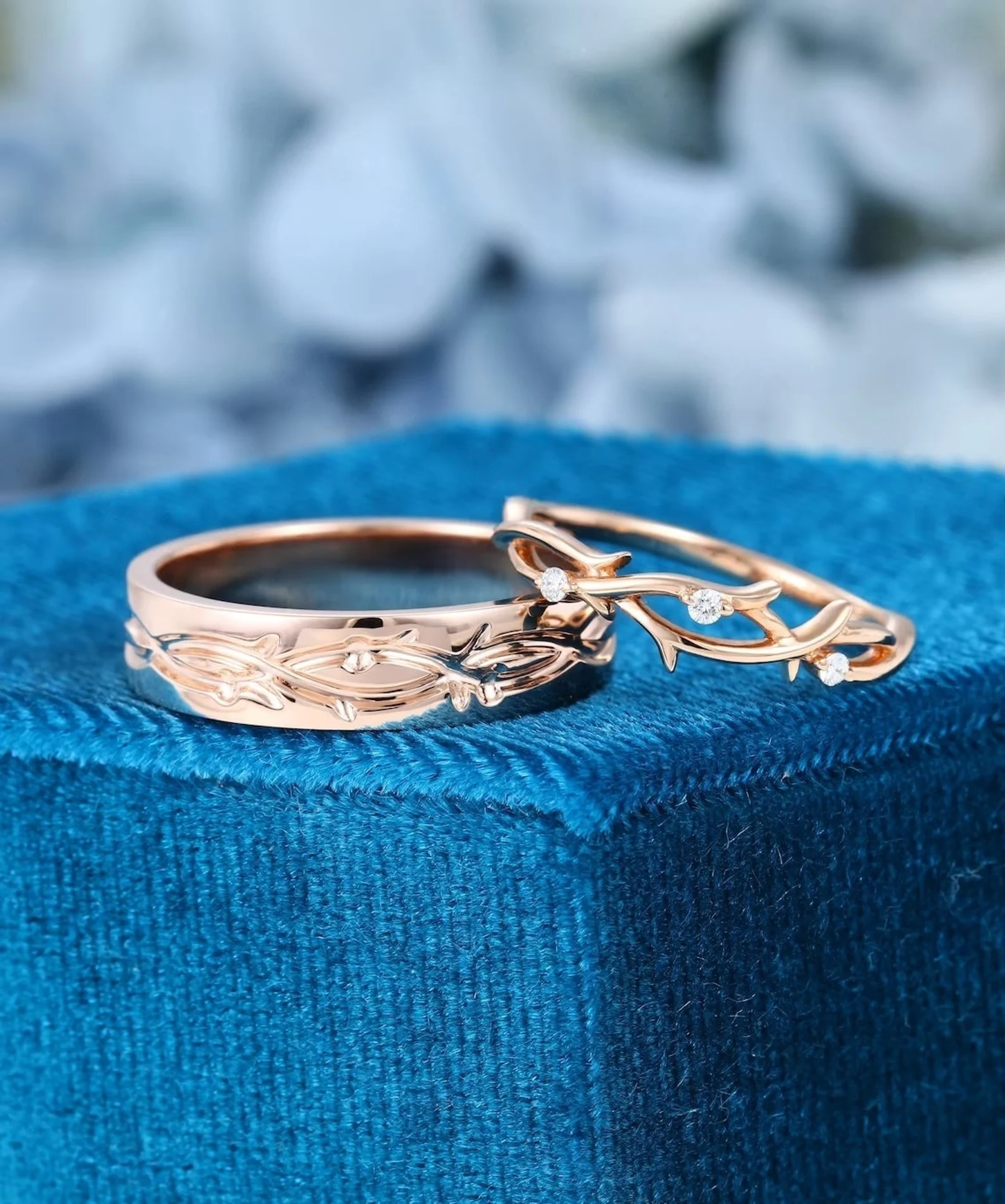 Rose Gold Wedding Band Set — view 3