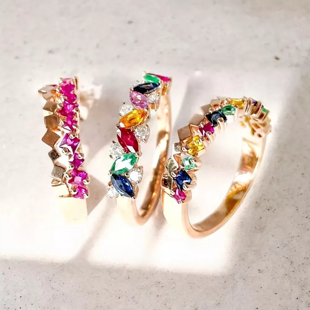 Modern Navratna Ring — view 3