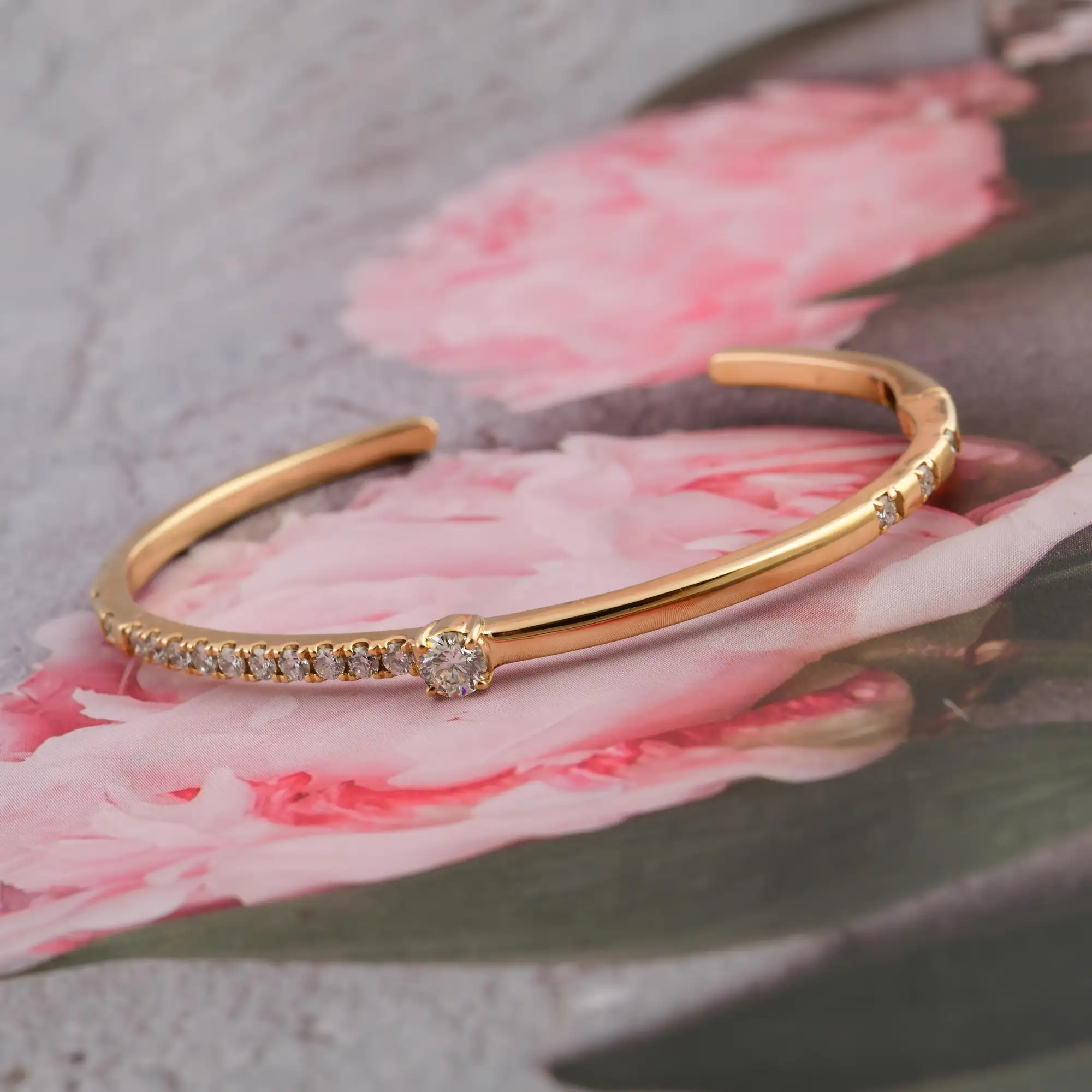 14K Gold Modern Cuff Bracelet — view 2