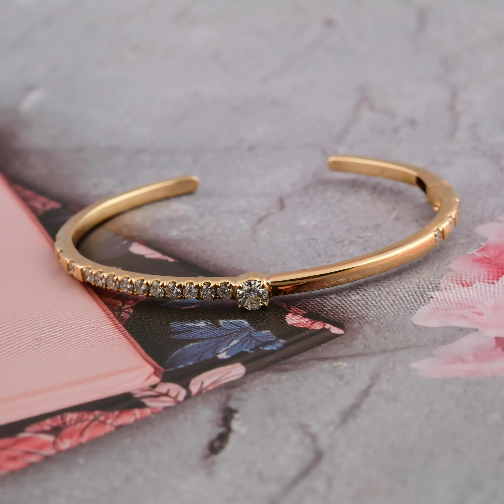 14K Gold Modern Cuff Bracelet — view 3